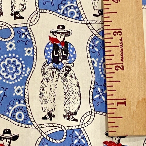 1+1 YD Cowboy Bandana Cotton Fabric Western 2004 Blank Textiles Blue White Quilt - Picture 4 of 10
